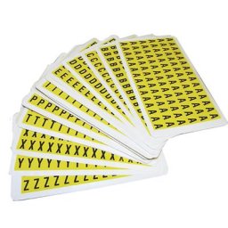 Jeu de caractères, h x l 12,5 x 8,5 mm, caractères adhésifs A - Z, 26 cartes