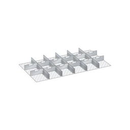 LISTA Kit de compartimentation pour tiroirs, 5 parois à fentes, 12 séparations métalliques, 17 éléments, pour hauteur façade 75 mm