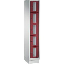 C+P Armoire à casiers CLASSIC, hauteur casiers 295 mm, sur socle, 5 casiers, largeur 320 mm, porte rouge rubis