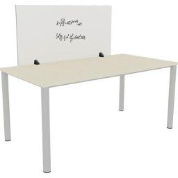Séparateur de table pour poste de travail individuel, surface émaillée et en feutre PET, blanc/gris, largeur 1200 mm