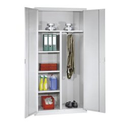 eurokraft pro Armoire à portes battantes, 1 tablette supérieure, 3 tablettes, 1 tringle, gris clair