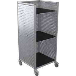 Chariot à tablettes TOWER en profilé d'aluminium, L x l x h 724 x 724 x 1700 mm, charge max. 350 kg, à partir de 5 pièces