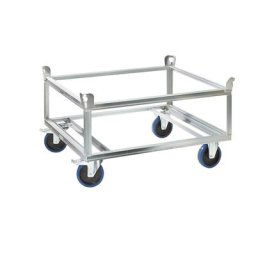 eurokraft pro Plateau roulant en acier, pour palettes industrielles, charge max. 1000 kg, hauteur de chargement 650 mm, galvanisé