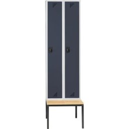eurokraft pro Vestiaire et armoire multi-usage, avec banc, 2 compartiments, largeur 800 mm, portes anthracite