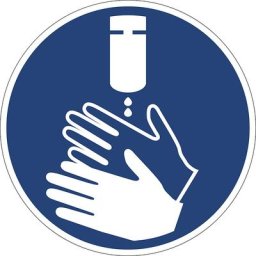 Panneaux indiquant les mesures de sécurité obligatoires, se désinfecter les mains, lot de 10, film plastique, Ø 50 mm, 6 autocollants par feuille