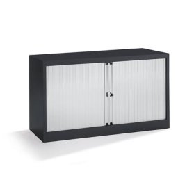 BISLEY Armoire à rideaux Euro, largeur 1200 mm, 1 tablette, noir profond / gris clair