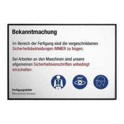 Panneau indicateur MADRID Black Line™, format A4 horizontal, h x l 212,5 x 299,5 mm, noir