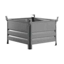 Heson Caisse-palette à parois pleines, l x L 800 x 1000 mm, charge max. 1000 kg, gris, 1 pièce et +