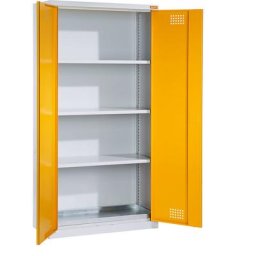 eurokraft basic Armoire de sécurité pour produits chimiques, hauteur 1800 mm, 3 tablettes, 1 cuve de rétention