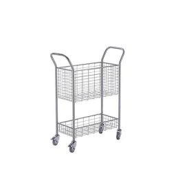 eurokraft pro Chariot de bureau et pour courrier, force 200 kg, coloris aluminium, L x l x h 1005 x 380 x 1245 mm, 2 niveaux