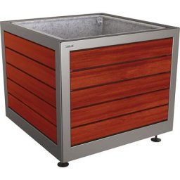 PROCITY Bac à plantes SILAOS®, h x l x p 800 x 1000 x 1000 mm, acier/bois, vert, acajou