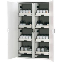 asecos Armoire haute de sécurité pour acides et bases, 2 portes, avec 8 tiroirs