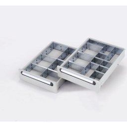 RAU Kit de compartimentation pour tiroirs, 2 séparateurs longitudinaux, 9 séparateurs métalliques transversaux, pour hauteur 60 / 90 mm
