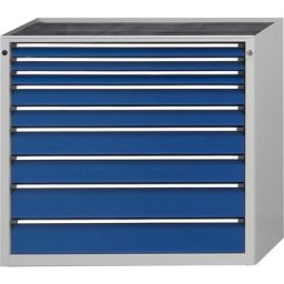 ANKE Armoire à tiroirs, l x p 1060 x 675 mm, charge max. tiroirs 200 kg, 9 tiroirs, hauteur 1280 mm, façade bleu gentiane