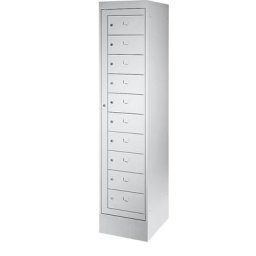 Armoire pour ordinateurs portables, 10 casiers, h x l 1900 x 400 mm, gris clair