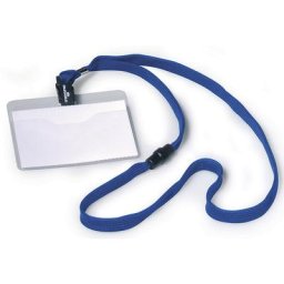 DURABLE Badge à bande textile, avec pince, h x l 60 x 90 mm, bleu foncé, lot de 40