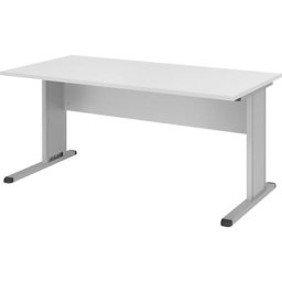 VERA-ZWO - Bureau à piétement en L, largeur 1600 mm, gris clair