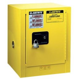 Justrite Petite armoire de sécurité FM, armoire à poser, une porte, fermeture manuelle, jaune