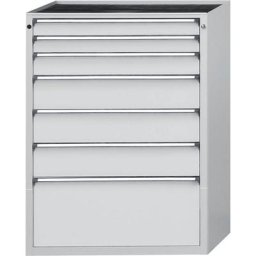 ANKE Armoire à tiroirs, l x p 910 x 675 mm, charge max. tiroirs 200 kg, 7 tiroirs, hauteur 1280 mm, façade gris clair