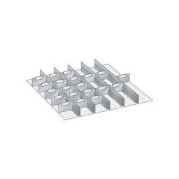 LISTA Kit d'éléments de compartimentation pour tiroirs, 5 parois à fentes et 20 séparations métalliques, 25 éléments, pour hauteur façade 100, 125 mm