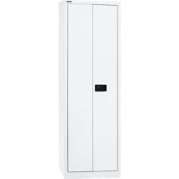 BISLEY Armoire à portes battantes UNIVERSAL, h x l x p 1950 x 600 x 400 mm, 4 tablettes, 5 hauteurs de classeurs, blanc trafic