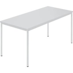 Table rectangulaire, tube rond plastifié, l x p 1500 x 800 mm, gris / gris