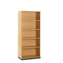 LENA - Rayonnage de bureau, 4 tablettes, 5 hauteurs de classeurs, h x l x p 1869 x 800 x 442 mm, façon hêtre