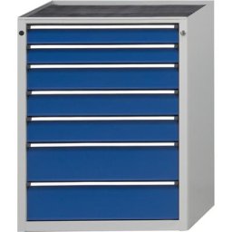 ANKE Armoire à tiroirs sans plateau, largeur 760 mm, charge max. tiroirs 200 kg, 7 tiroirs, façade bleu gentiane
