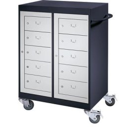 Chariot pour ordinateurs portables, 10 compartiments, gris noir / gris clair