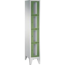 C+P Armoire à casiers CLASSIC, hauteur casiers 375 mm, sur pieds, 4 casiers, largeur 320 mm, porte vert réséda