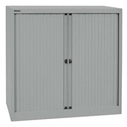 BISLEY Armoire à rideaux Euro, largeur 1000 mm, 2 tablettes, argent