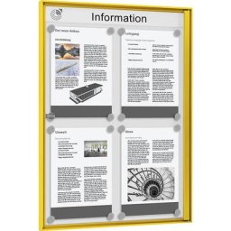 Vitrine d'affichage pour l'intérieur, pour 2 x 2 format A4, cadre jaune