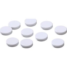 Plot magnétique pour tableaux en verre / blancs, lot de 10, Ø 25 mm, blanc, avec capuchon en plastique