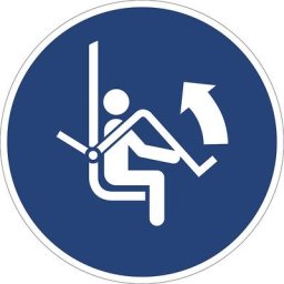 Panneaux indiquant les mesures de sécurité obligatoires, ouvrir la barre de sécurité du télésiège, lot de 10, aluminium, Ø 200 mm
