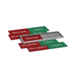 Affiche 'libre' / 'occupé' MADRID Silver Line™, en 5 langues, l x h x p 150 x 50 x 6 mm