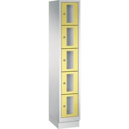 C+P Armoire à casiers CLASSIC, hauteur casiers 295 mm, sur socle, 5 casiers, largeur 320 mm, porte jaune soufre