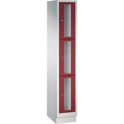 C+P Armoire à casiers CLASSIC, hauteur casiers 510 mm, sur socle, 3 casiers, largeur 320 mm, porte rouge rubis