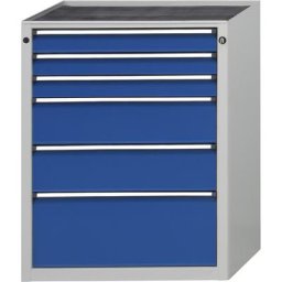 ANKE Armoire à tiroirs sans plateau, largeur 760 mm, charge max. tiroirs 200 kg, 6 tiroirs, façade bleu gentiane