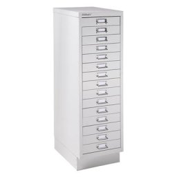 BISLEY MultiDrawer™ série 39, avec socle, format A4, 15 tiroirs, coloris gris clair