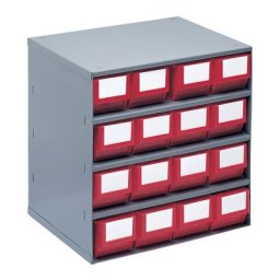 Bloc-tiroir, charge max. 75 kg, h x l x p 395 x 376 x 300 mm, 16 tiroirs, tiroirs rouges