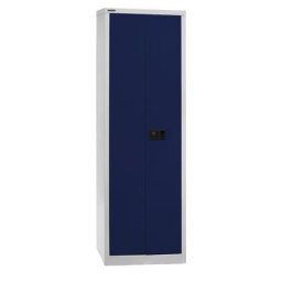 BISLEY Armoire à portes battantes UNIVERSAL, h x l x p 1950 x 600 x 400 mm, 4 tablettes, 5 hauteurs de classeurs, gris clair / bleu oxford