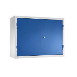 eurokraft basic Armoire murale d'atelier, h x l x p 600 x 800 x 320 mm, portes en tôle pleine, bleu gentiane RAL 5010