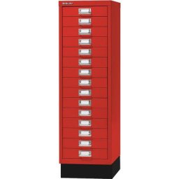 BISLEY MultiDrawer™ série 39, avec socle, format A4, 15 tiroirs, rouge cardinal, noir