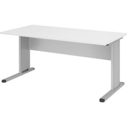 VERA-ZWO - Bureau à piétement en L, largeur 1600 mm, blanc