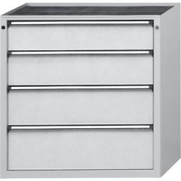 ANKE Armoire à tiroirs, l x p 910 x 675 mm, charge max. tiroirs 200 kg, 4 tiroirs, hauteur 980 mm, façade gris clair