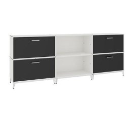 mauser Armoire extra-basse, 2 casiers bar, 2 tiroirs, 2 tablettes, blanc sécurité / noir profond