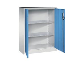 C+P Armoire d'atelier hauteur bureau à portes battantes, h x l x p 1200 x 930 x 400 mm, gris clair / bleu clair