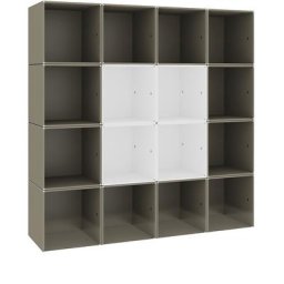 mauser Rayonnage mural, 16 compartiments, gris beige / blanc pur