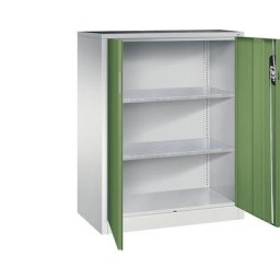 C+P Armoire d'atelier hauteur bureau à portes battantes, h x l x p 1200 x 930 x 500 mm, gris clair / vert réséda
