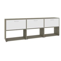 mauser Armoire extra-basse, 3 casiers bar, 3 tablettes, gris beige / blanc pur